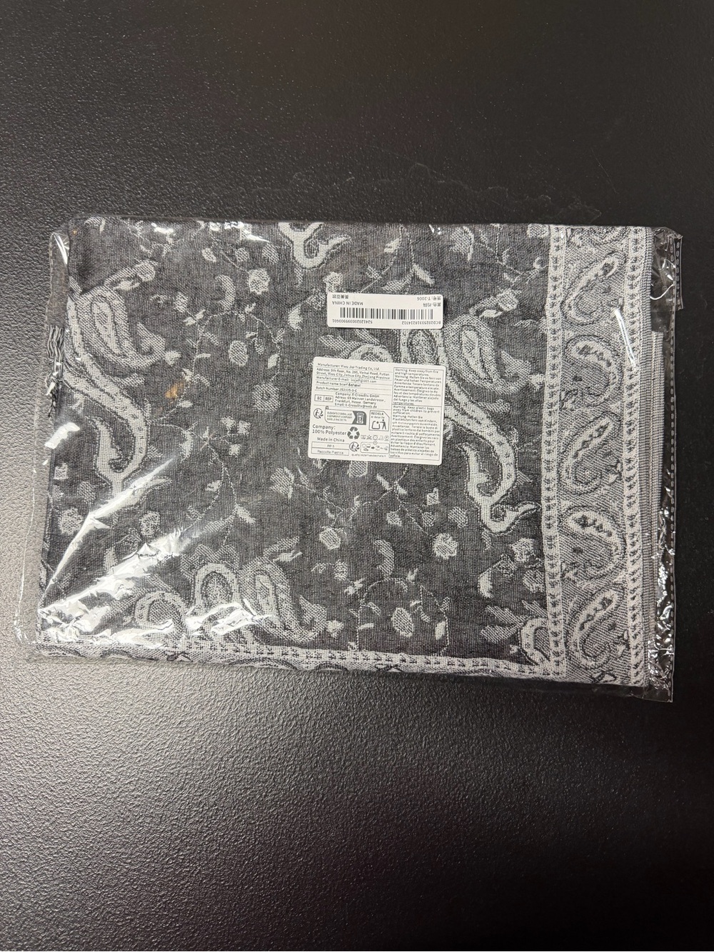 Grey Paisley Scarf - Classic Pattern